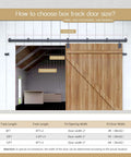12 Ft Tough As Nails Outdoor Sliding Barn Door Hardware Kit Box Rail System With 450 Lb Capacity shown with size guide.