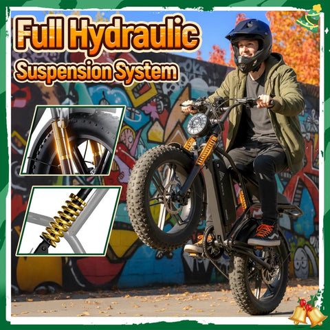 Rider on all terrain fat tire electric bike for adults with 1500W peak motor 48V 15Ah built in battery performing wheelie
