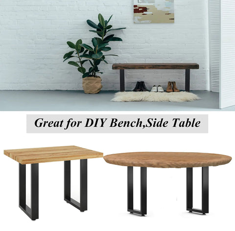 Beefy 16 Inch Steel Table Legs Set Of 2 For Coffee Or Side Tables, 11 Inch Wide, 16 Inch Height, Square Tube Construction, Holds Up To 300 Pounds, Built For Benches And Desks, Easy Install supporting wooden benches and tables in living room setup.