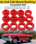 Chevy 81-87 Polyurethane Body Cab Mount Bushing Kit 12 Piece Direct Fit Heavy Duty For C10 C20 K10 K20 K30 GMC red bushings