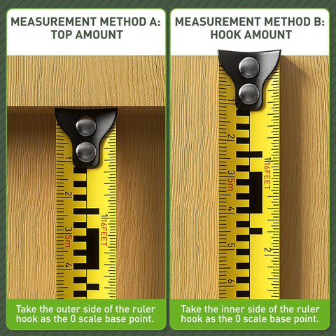 2 In 1 Laser Tape Measure With 197Ft Laser Range And 16Ft Tape Backlit LCD Movable Hook measuring methods