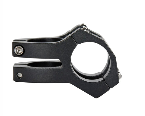 Short 22.2mm Bike Stem 35mm Reach For Mountain Road BMX, 6061 Aluminum Alloy, side view showing clamp design