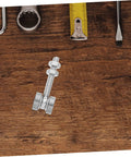 Heavy Duty Stainless Steel Sliding Door Pulley With Double Bearing Track Roller displayed on wooden surface with tools.