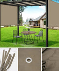 Canopy Replacement For 17x6.8 Ft Outdoor Pergola Gazebo Shade Cover Waterproof Top Khaki Cover Only For Patio Porch