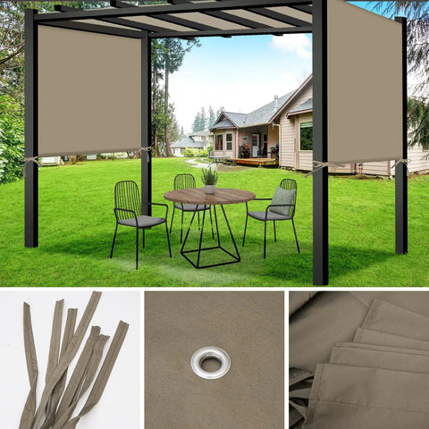 Canopy Replacement For 17x6.8 Ft Outdoor Pergola Gazebo Shade Cover Waterproof Top Khaki Cover Only For Patio Porch