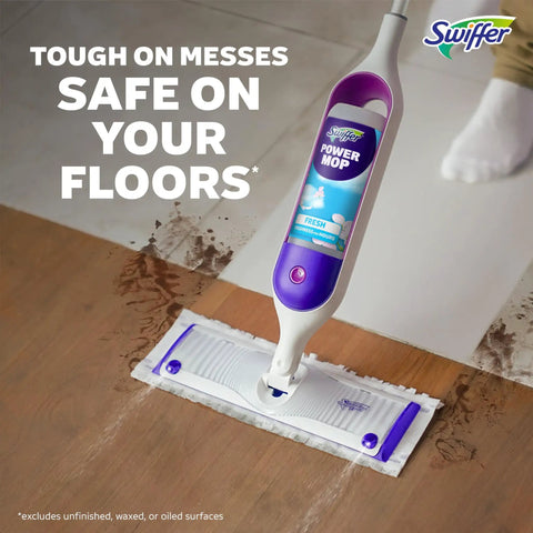 PowerMop Mopping Kit For Floor Cleaning With No Bucket Needed, 5X Cleaning Power, Electric Spray, Includes 1 Power Mop, 2 Replacement Pads, 2 Batteries, 1 Liquid Cleaning Solution, Multi Surface And Wood Floors on hardwood floor