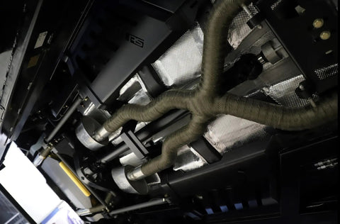 Titanium Exhaust Heat Wrap With Lava Rock Technology 2 In By 25 Ft Pliable Tape on exhaust pipes under vehicle.