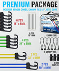 Heavy Duty Bungee Cords With Hooks 30 Pack - Assorted Sizes 18 In 24 In 32 In 40 In Canopy Bungees Tarp Clips Carry Bag