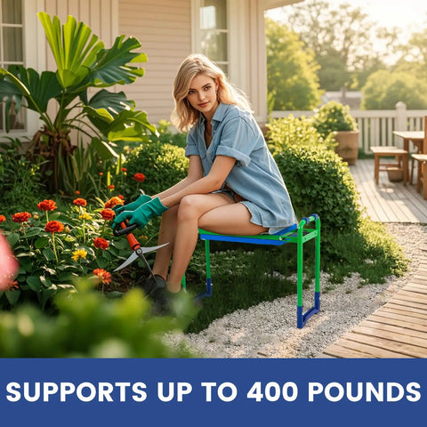Heavy Duty Garden Kneeler And Seat Built To Last With Thick EVA Cushions, Stable Garden Stool, Pain Relief For Knees And Back.