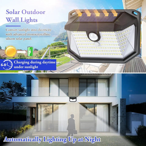 Super Bright Solar Outdoor Lights 2-Pack With Motion Sensor, 178 LEDs, 270 Degree Wide Angle, 3 Modes, Waterproof No Wiring Needed Solar Powered Security Light For Patio Garden Garage Front Door