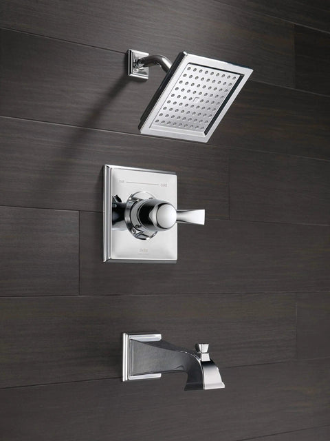 Dryden 14 Series Tub And Shower Trim Kit With Single Function Shower Head Chrome Finish 2.0 GPM Flow Valve Included No Fuss Install
