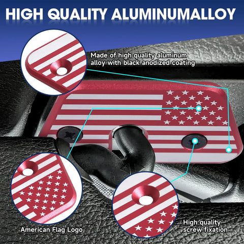 Jeep Sun Visor Repair Kit For Wrangler JK 2018 JL 2018 2023 Gladiator 2020 2023 showing aluminum visor clip with American flag design