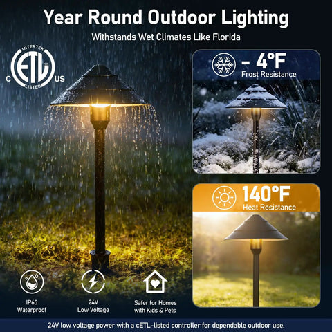 14 Light Low Voltage Landscape Lighting System With 12 Path Lights Kit And 2 Spotlights Aluminum Build Plug And Play
