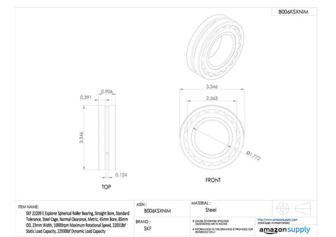 Professional Grade Spherical Roller Bearing With 45mm Bore And 85mm Width For Heavy Duty Plant Equipment, Steel design, technical drawing perspective.