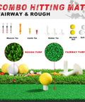 Heavy Duty 10x7 Foot Golf Practice Net With Dual Turf Mat Noise Reduced Target Cloth showing fairway and rough turf.
