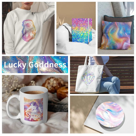 Holographic Sparkle Sublimation Transfer Paper Bundle For Cricut Mug Press Pre Inked 12x12 Inch Sheets Infused Ink For Sublimation Transfers No Edges Or Seams Perfect For Blank Mugs And Do It Yourself Creations on various DIY items.