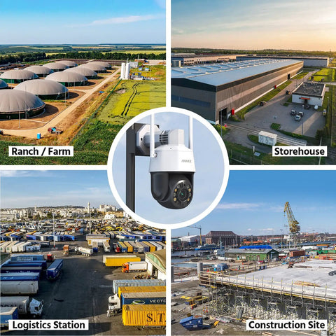 Crystal Clear 5MP PTZ Outdoor Security Camera With 20X Optical Zoom installed at various sites like ranch, storehouse, logistics, construction