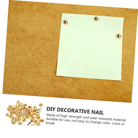 Golden DIY nails on a board with 100 Pcs Decorative Nails For DIY Projects Antique Miniature Fasteners For Scrapbooking Hinges And Home Decor Wear Resistant Paper Crafts Brads Clips For Greeting Cards Photo Albums And Card Makers