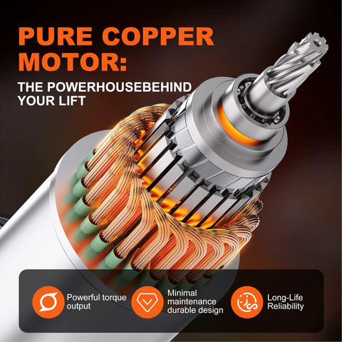 Heavy One Ton Electric Chain Hoist delivering two thousand two hundred pounds of serious lifting power with pure copper motor.