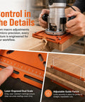 Pro Level Aluminum Router Base Plate With Dual Scale Precision Markers Durable Build supports trim router with adjustable guide fence.