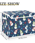 Premium Quality Collapsible Fabric Storage Bin With Secure Flip Top Lid And Sturdy Side Handles For Home Bedroom Closet Shelf Organization Everyday Box, snowman design, 16.5 x 12.6 x 11.8 inches.