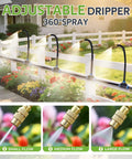 360 Degree Drip Irrigation System Kit With 33 Feet Of One Quarter Inch Tubing And Five Adjustable Brass Nozzles in garden setup