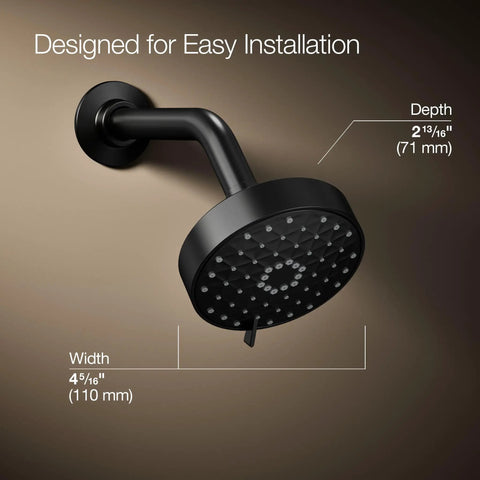 Awaken G110 Three Function Showerhead With Wall Mount, oil rubbed bronze finish, easy installation dimensions shown, high pressure