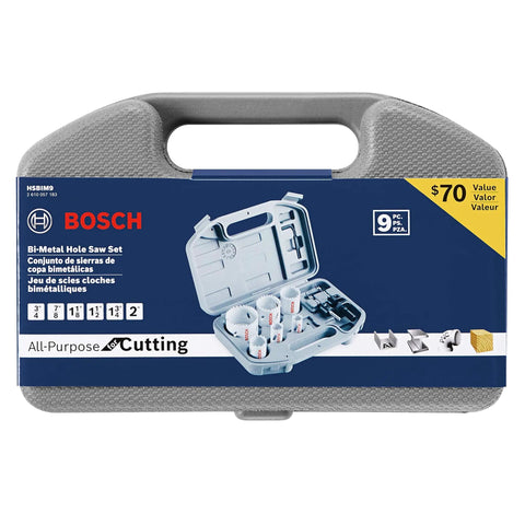 9 Piece General Purpose Bi Metal Hole Saw Kit with SpinLock Arbors Pilot Bit and Progressor Tooth Design case
