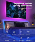 Ambient light setup in a bedroom with Wi-Fi control features, showcasing voice control and schedule settings options.