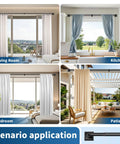 Heavy Duty Blackout Curtain Rods For Windows 48 To 90 Inches With Wraparound Design installed in bedroom, living room, and patio scenarios