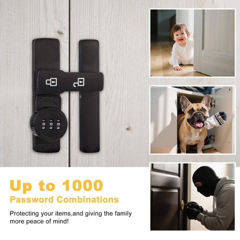 3 Digit Keyless Barn Door Latch with 180 Degree Flip for Sliding Gates and Cabinets Easy Password Security with 1000 combos