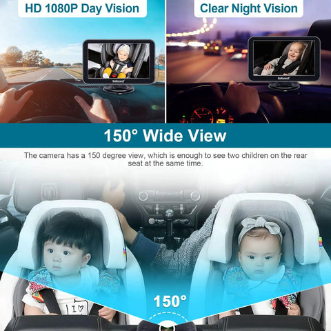 7 Inch Car Backseat Monitor With USB Plug And Play Setup 360 Degree Rotating Dual Camera For Two Kids 1080P HD Video