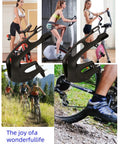 Collage showing Toe Clips With Straps For Universal Bike Pedals Plastic Pedal Foot Covers For MTB And Road Bikes Replacement Clip Belts