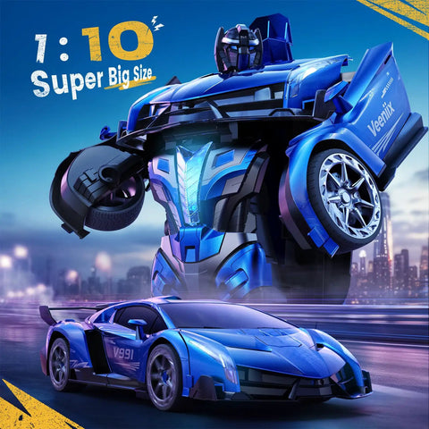 Big Size Transforming Remote Control Car With Gesture Sensing And One Key Deformation 2.4GHz RC Car dual form in blue