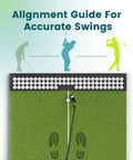 Indoor Outdoor Golf Practice Mat With Built In Ball Tray And Alignment Line, 5 By 4 Ft, 26mm Thick Turf, alignment guide visible