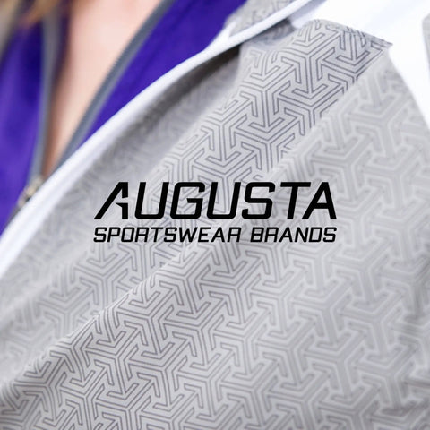 Augusta Sportswear Brands logo on patterned fabric close-up