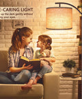 Mother and child reading under Tall Industrial Floor Lamp With LED Bulb 9W 800 Lumens Three Color Temperature 2700K 4000K 5000K