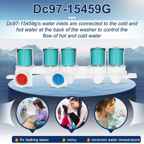 Samsung Washer Water Inlet Valve Assembly Upgrade That Stops Leaks Easy Install Durable ABS front view with text details
