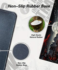 Close-up of Full Moon Beefy Large Desk Pad showing non-slip rubber base, texture details, and high elastic natural rubber