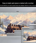 Steam Train Wallpaper Mural For Living Room And Bedroom Large 79 By 55 Inch Not Peel And Stick Vintage Steam Locomotive Poster Style