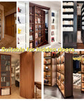 Heavy Duty Hidden Door Hinges With 600 Lbs Load Rating, Thickened Solid Steel Construction, Waterproof Finish, 360 Degree Rotation Pivot for Murphy Door, Secret Door, and Bookshelf Door Black, shown in various door installations.