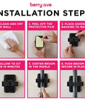Installation steps for Five Slot Broom Holder With Self Adhesive Mop Gripper No Drilling Wall Mount Organizer