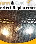 Five Pack T10 LED RV Lights For Camper And Boat Easy Swap 12V 24V 2700K warm and 6000K white comparison, perfect replacement