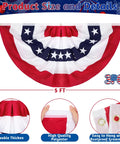 3 Pack 2.5 By 5 Ft Pleated Fan Flags Set For Outdoors And Indoors All American Red White Blue Half Fan Bunting Weatherproof Polyester Reusable Patriotic Decor For 4th Of July Memorial Day And Veterans Day