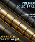 Close-up of Brass Arrow Inserts 6.2mm.244 ID For Carbon Arrows With 8-32 Thread, showing high-density solid brass material