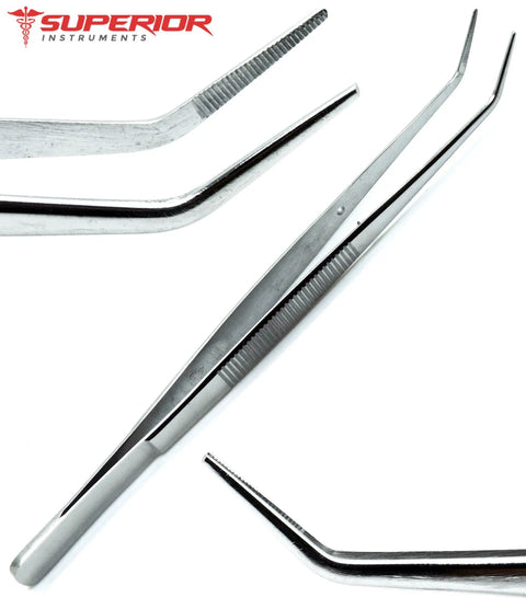 16cm Stainless Steel Foil Cotton Tweezer And Dressing Pliers Set 2 Piece With Serrated Beak For Dental Procedures And Diagnostics Pro Grade Dental Forceps Kit For Clinic Use High Precision Instruments, close-up