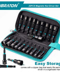 Magnetic Nut Driver Set 20 Piece For Impact Drills Metric And SAE Nut Drivers With Storage Bag in open carrying case