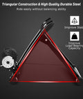 Indoor Bike Trainer Stand With 8 Levels Of Resistance showing triangular steel frame for stability and load-bearing