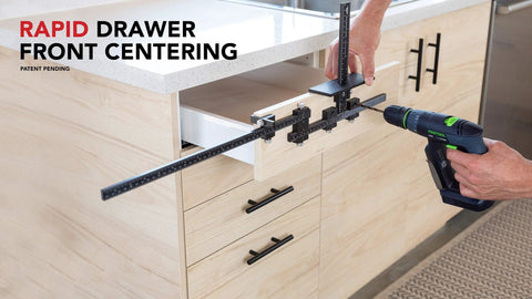 Rapid Center Extension for extending end stop reach in cabinet hardware installations on oversized drawer fronts, made in USA.