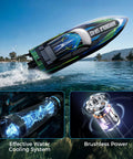 High Speed Brushless RC Boat For Adults With Dual Rechargeable Batteries 30 Minutes Run Time Proportional Throttle And Steering For Lakes